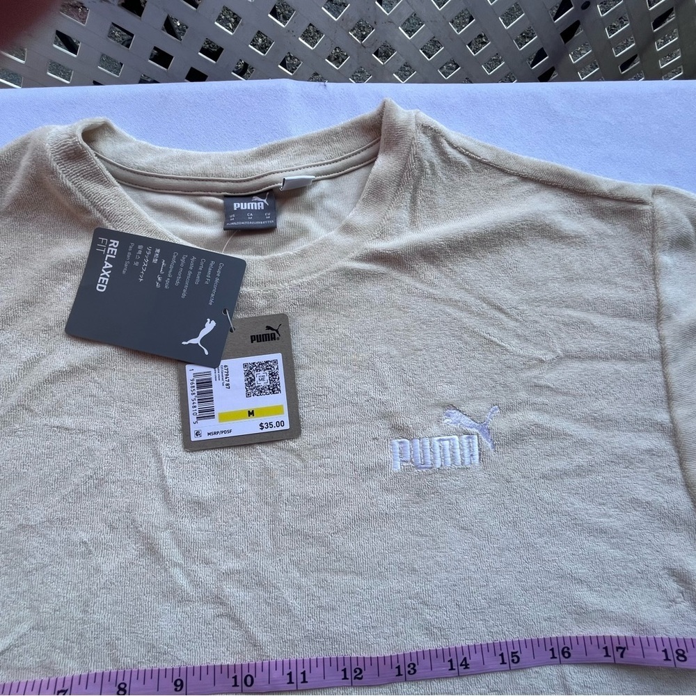 Puma Beige Tee with White Logo - Picture 3 of 6